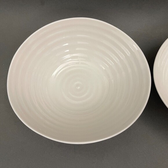 Sophie Conran Portmeirion White Soup Cereal Bowls Ribbed Lot of 2 - Picture 3 of 7